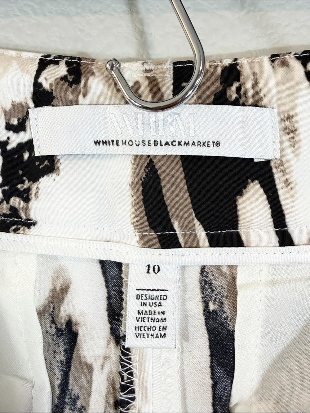 WHBM Animal Print Wide Leg Pants Size 10 White Tan Black Zebra Casual Office - Picture 8 of 13